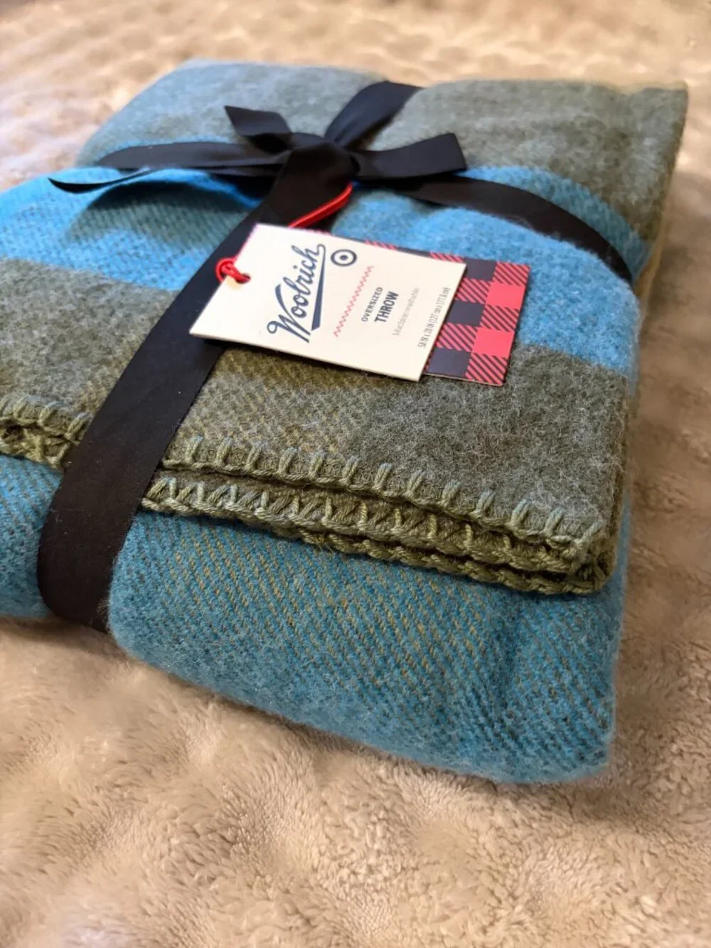 Blue Woolrich Oversized Throw Blanket large Plaid Reverse comfy holiday decor